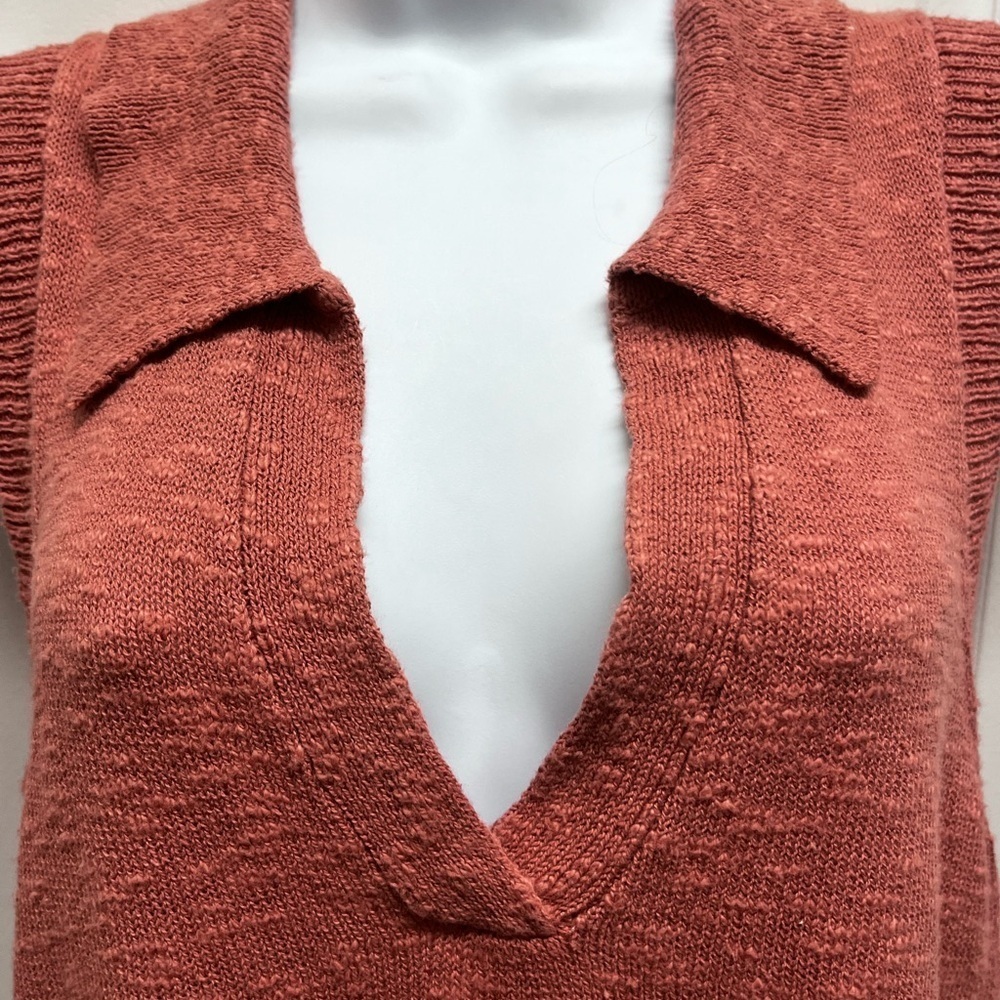 Evereve Jamison women’s pink Becca collar polo pullover top knit split V-neck L - Picture 3 of 11